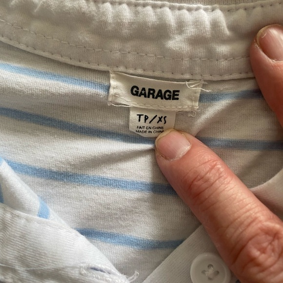 GARAGE Blue and White Striped Collared Shirt Size XS - Picture 7 of 9